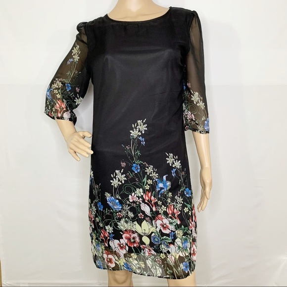 kate kasin Dresses & Skirts - Kate Kasin Black Floral Dress Medium